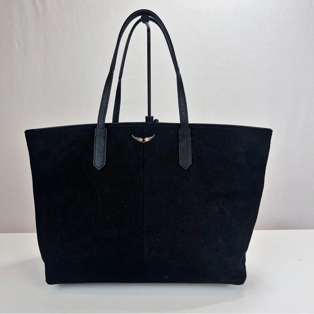 Zadig & Voltaire Mick Wings Black Tote Bag Canvas and Leather - Picture 2 of 10